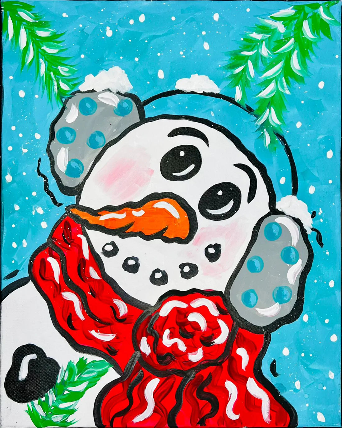 Sneeuwpoppen stap voor stap schilderen (2 designs)